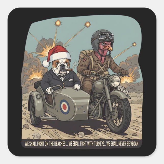 Pegatina Cuadrada Funny British themed Christmas (Anverso)