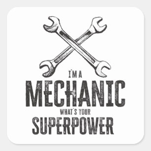 Pegatina Cuadrada Funny Car Mechanic Vintage Garage Gift Idea Art