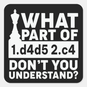Pegatina Cuadrada Funny Chess Move Black and White