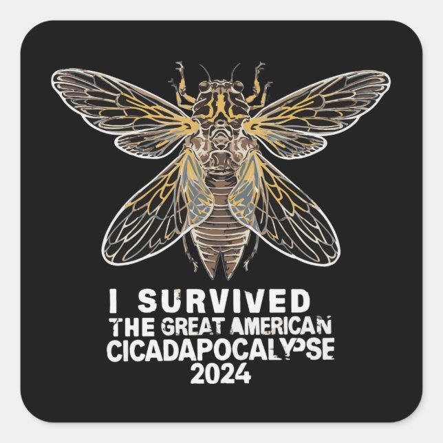 Pegatina Cuadrada Funny Cicadas Insect Bug Gráfico Cicada Survival (Anverso)