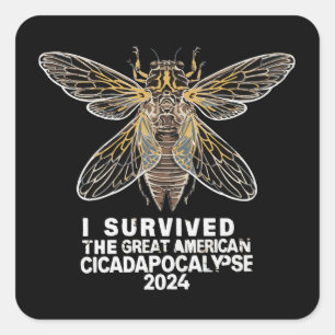 Pegatina Cuadrada Funny Cicadas Insect Bug Gráfico Cicada Survival