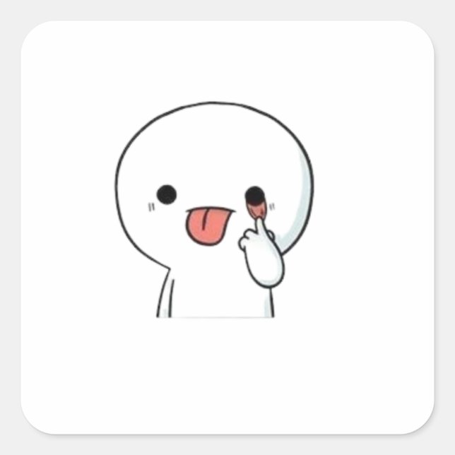Pegatina Cuadrada Funny Cute Chibi Character Sticker (Anverso)