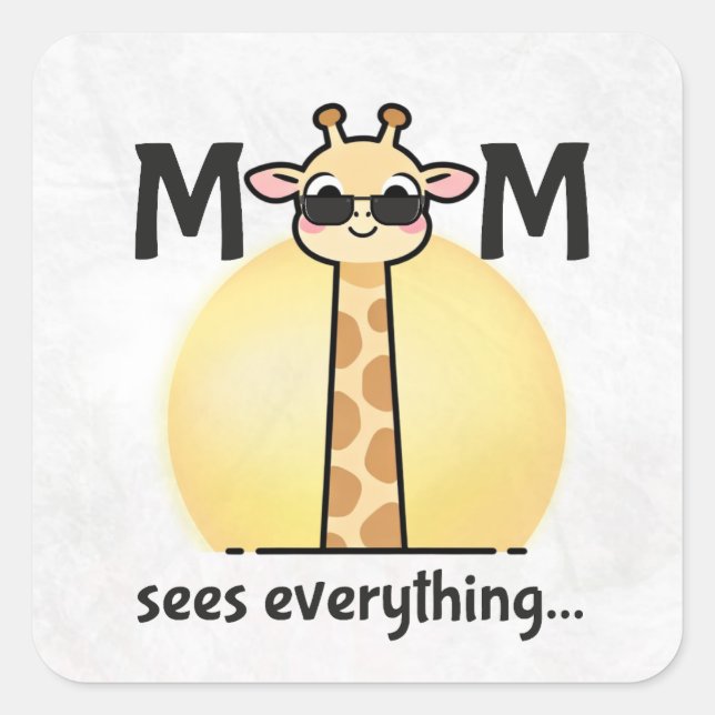 Pegatina Cuadrada Funny Cute Giraffe Mom Sticker (Anverso)