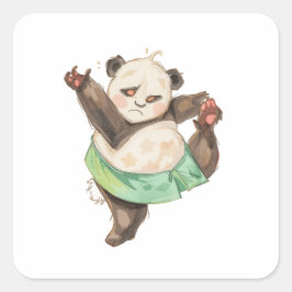 Pegatina Cuadrada Funny Dancing Panda Sticker | Cute Ballet Cartoon 