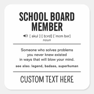 Pegatina Cuadrada Funny de miembro del Consejo Escolar Personalizado