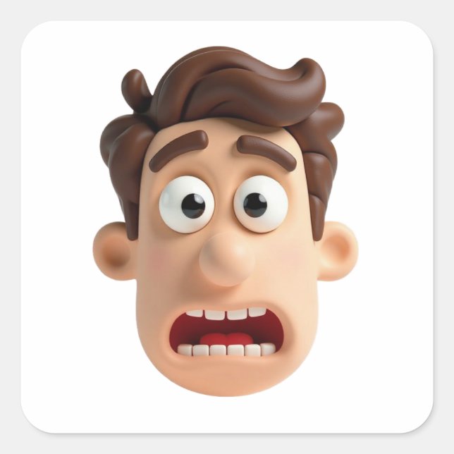 Pegatina Cuadrada Funny Faces Meme Stickers 3D Character (Anverso)