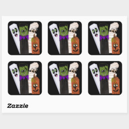 Pegatina Cuadrada Funny Frankenstein Ghost Pumpkin Invisible Man