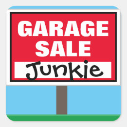 Pegatina Cuadrada Funny Garage Sale Junkie