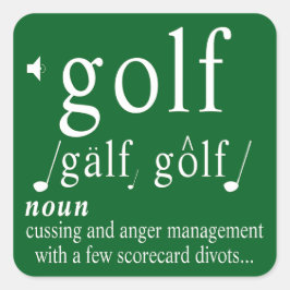 Pegatina Cuadrada Funny Golf Definition Anger Management Humor Pun  