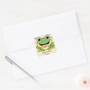 Pegatina Cuadrada Funny Green Frog Animal Wildlife personalizado Bir
