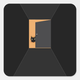 Pegatina Cuadrada Funny Halloween Black Cat