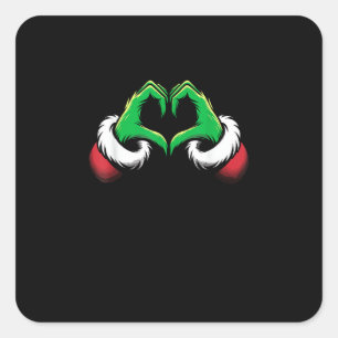Pegatina Cuadrada Funny Heart Hands Navidades