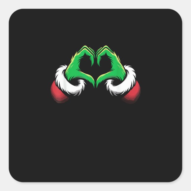 Pegatina Cuadrada Funny Heart Hands Navidades (Anverso)