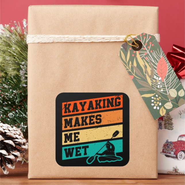 Pegatina Cuadrada Funny Kayak Lover Kayaking Retro River Kayaker (Vacaciones)