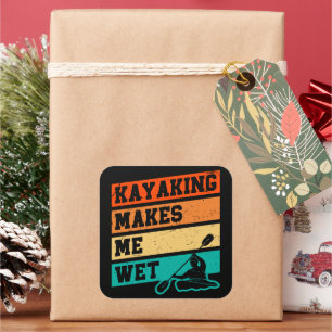 Pegatina Cuadrada Funny Kayak Lover Kayaking Retro River Kayaker