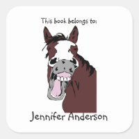 Funny Laughing Horse Art Personalizado Bookplate