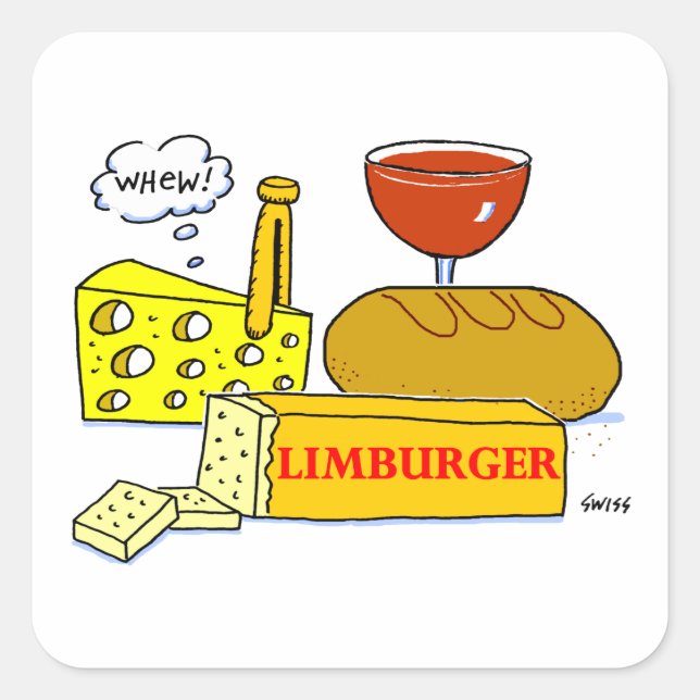 Pegatina Cuadrada Funny Limburger Cheese Foodie Personalizado (Anverso)