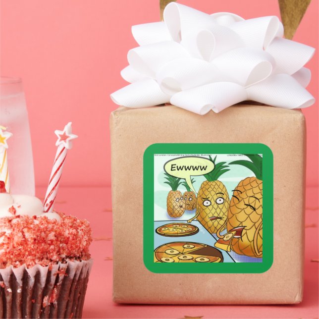 Pegatina Cuadrada Funny LTCartoons Pineapple Pizza Comic Crafting  (Fiesta)