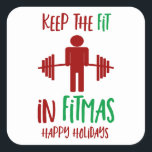 Pegatina Cuadrada Funny Merry Christmas Fitmas Pun Trainer<br><div class="desc">Mantener el Fit en Fitmas - Un pegatina divertido para la persona que dedica su vida al fitness o que trata de llevar un estilo de vida saludable. Este es también un gran regalo para Navidades para entrenadores o entrenadores personales. una pegatina navideña divertida y festiva que se puede usar...</div>