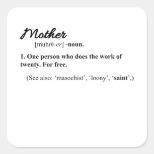 Pegatina Cuadrada FUNNY MOM CITA Feliz Día de la Madre Mamá Guay Mam