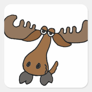 Pegatina Cuadrada Funny Moose Head Personalizado