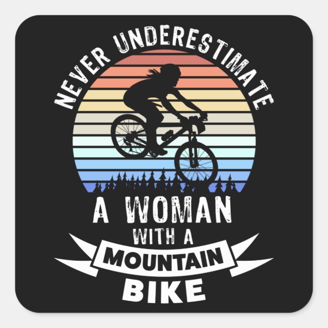 Pegatina Cuadrada Funny Mountain Biking MTB Gige para las mujeres (Anverso)