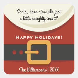 Pegatina Cuadrada Funny Navidades Santa Claus Naughty y Nice