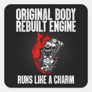 Pegatina Cuadrada Funny Open Heart Surgery Recuperación Survivor Reg