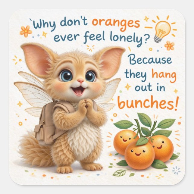Pegatina Cuadrada Funny Orange Dad Joke (Anverso)