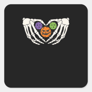 Pegatina Cuadrada Funny Pickle Halloween Skeleton manos Pumpki del c