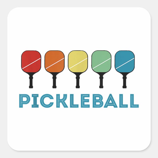 Pegatina Cuadrada Funny Pickleball Retro Vintage (Anverso)