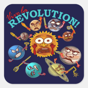 Pegatina Cuadrada Funny Planet Revolution Solar System Personalizado