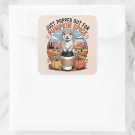 Pegatina Cuadrada Funny Prairie Dog Fall Pumpkin Spice Humor