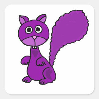 Pegatina Cuadrada Funny Purple Squirrel Personalizado