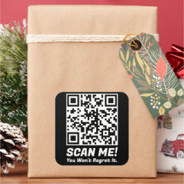 Pegatina Cuadrada Funny QR Scan Me! Funny Regret Joke