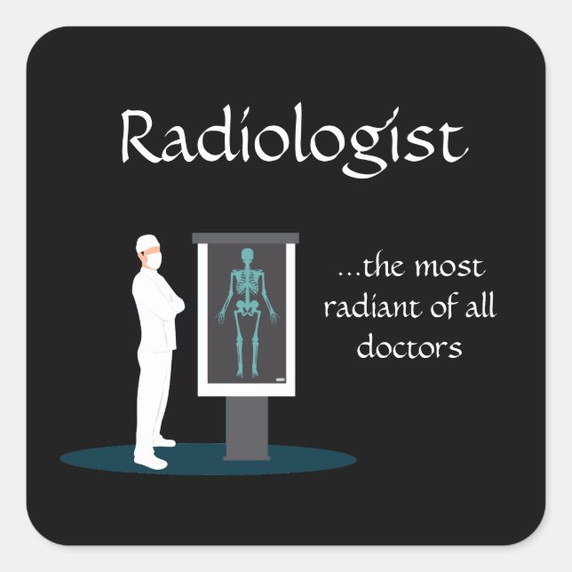 Pegatina Cuadrada funny radiologist x-ray  illustration comic style  (Anverso)