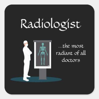 Pegatina Cuadrada funny radiologist x-ray  illustration comic style 