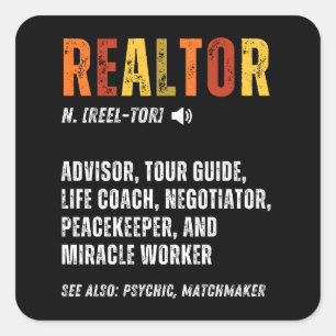 Pegatina Cuadrada Funny Real Estate Broker Realtor