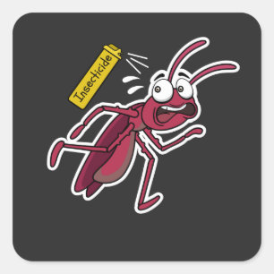 Pegatina Cuadrada Funny Roach Insecticida