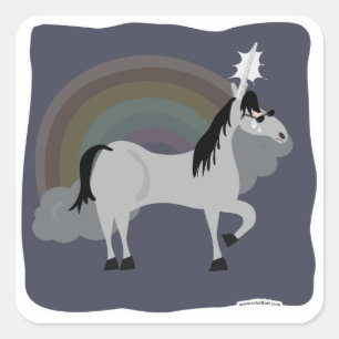 Pegatina Cuadrada Funny Sad Emo Unicorn Solo