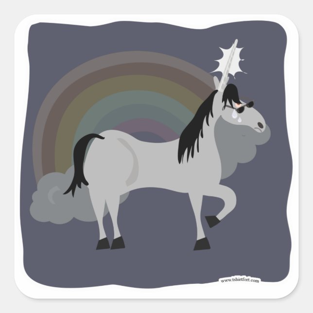 Pegatina Cuadrada Funny Sad Emo Unicorn Solo (Anverso)