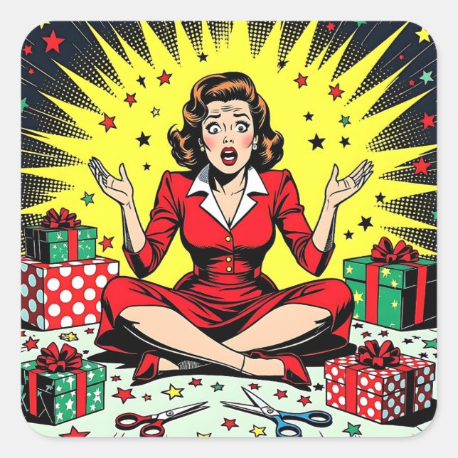 Pegatina Cuadrada Funny Sarcastic Christmas Humor (Anverso)