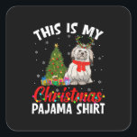 Pegatina Cuadrada Funny Shih Tzu Xmas Pajama Gift Dog Dad Dog Mom .<br><div class="desc">Funny Shih Tzu Xmas Pajama Gift Dog Dad Dog Mom .</div>