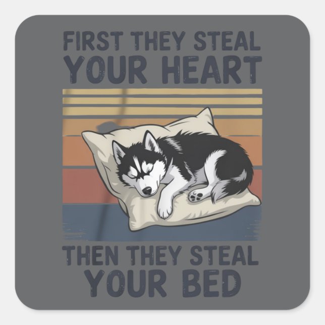 Pegatina Cuadrada Funny Siberian Husky Pet Lovers Dog Owner  (Anverso)