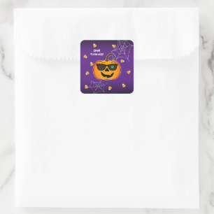 Pegatina Cuadrada ¡¡¡Funny Spooky Pumpkin guiño icónico guiño Sólo t