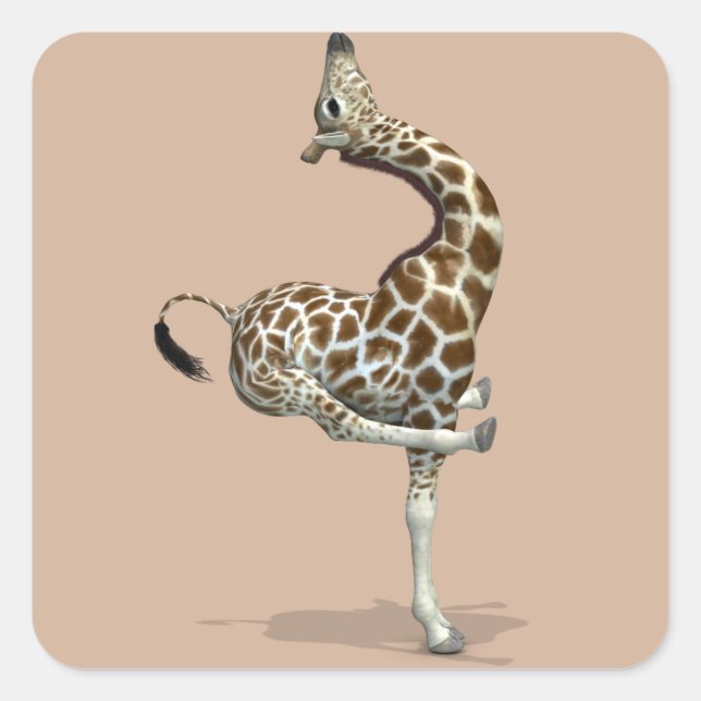 Pegatina Cuadrada Funny Sporty Giraffe (Anverso)