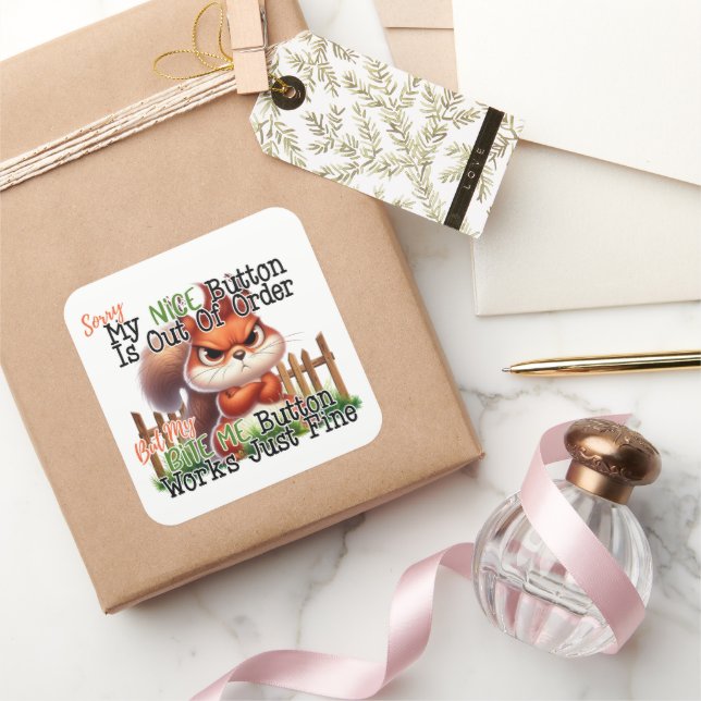 Pegatina Cuadrada Funny Squirrel (Regalar)