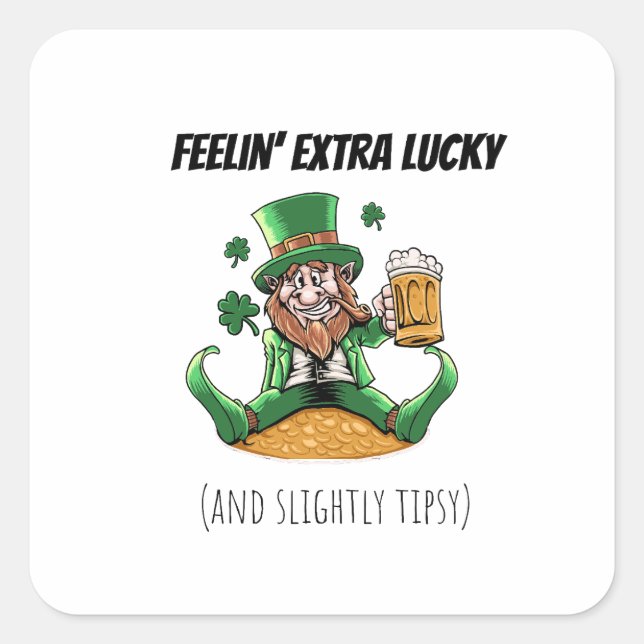 Pegatina Cuadrada Funny St. Patrick's Day (Anverso)