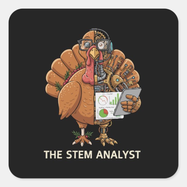Pegatina Cuadrada  Funny STEM Analyst Robot Turkey Thanksgiving Gift (Anverso)