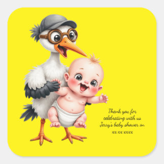 Pegatina Cuadrada Funny sticker baby shower adjustable